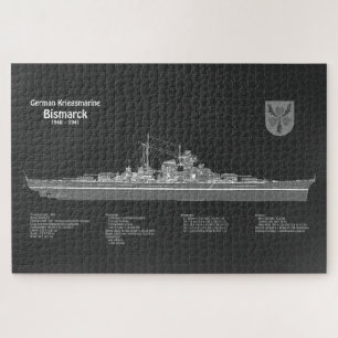 Bismarck - Battleship Blueprint Plannen PD Legpuzzel