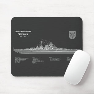 Bismarck - Battleship Blueprint Plannen PD Muismat