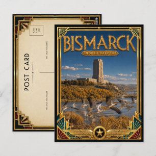Bismarck North Dakota Vintage Art Deco Gouden Tijd Briefkaart
