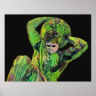 Bismarck Statue, Berlijn, Griekse godatlas, Zwarte Poster