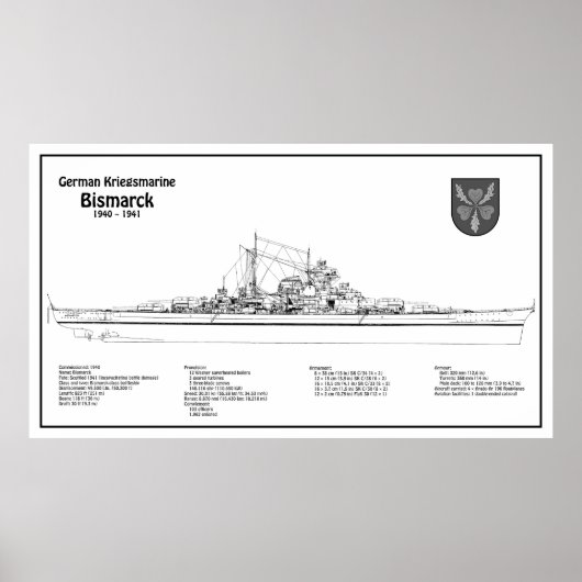 Bismarck - Zeeslag Blauwdruk Plannen BD Poster (Voorkant)