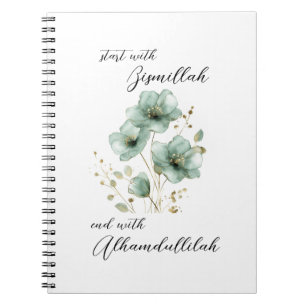 Bismillah Alhamdullilah Groene Bloem Notitieboek