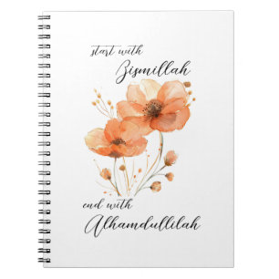 Bismillah Alhamdullilah Oranje Bloem Notitieboek