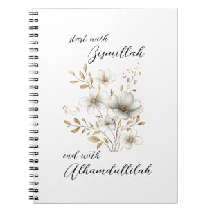 Bismillah Alhamdullilah Wit Gouden Bloemmotief Notitieboek