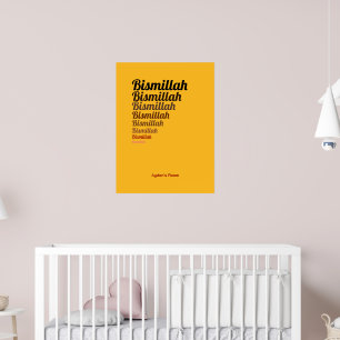Bismillah-typografie Gele Banaan-kinderkamer op ma Poster