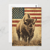 Bison American Flag Briefkaart (Voorkant / Achterkant)