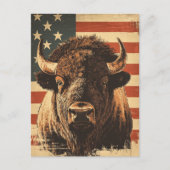 Bison Amerikaanse vlag Briefkaart (Voorkant)