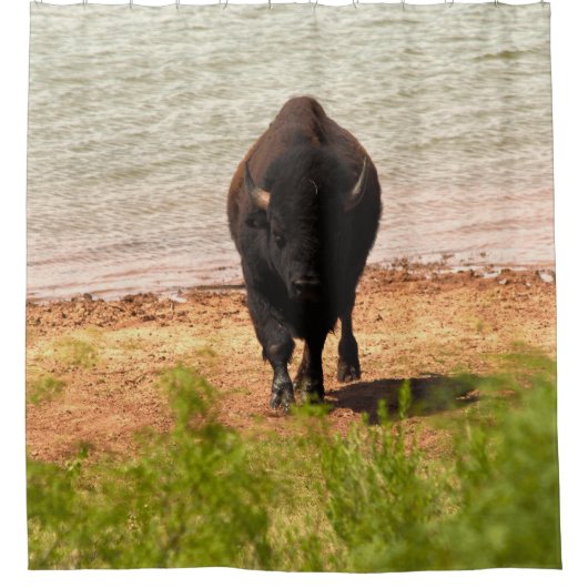 Bison At The water Douchegordijn (Voorkant)
