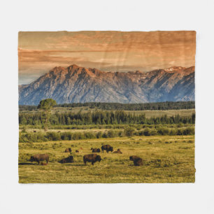 Bison bij Sunrise Fleece Deken