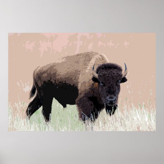 Bison Buffalo American Artwork Poster (Voorkant)