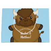 Bison Buffalo Baby shower Blue Groot Cadeauzakje (Voorkant)