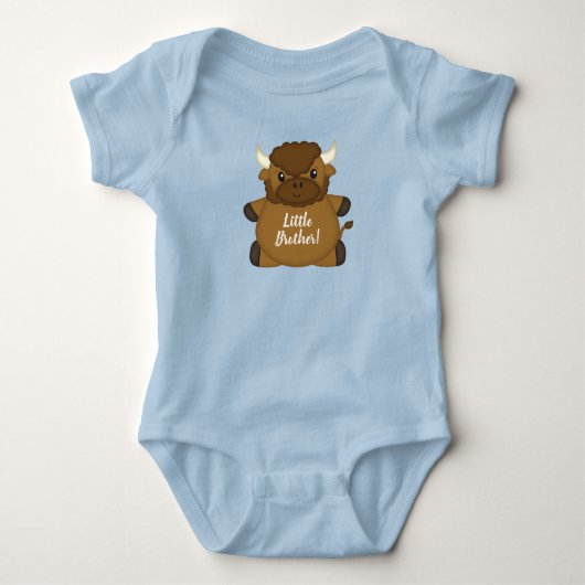 Bison Buffalo Baby shower Blue Romper (Voorkant)