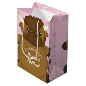 Bison Buffalo Baby shower Roze Medium Cadeauzakje (Voorkant Gekanteld)