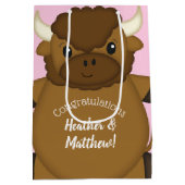 Bison Buffalo Baby shower Roze Medium Cadeauzakje (Achterkant)