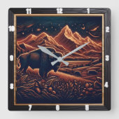 Bison Buffalo Celestial Bison Vierkante Klok (Voorkant)