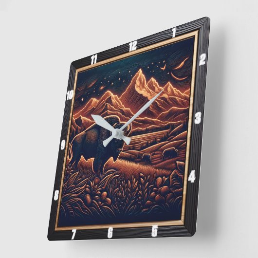 Bison Buffalo Celestial Bison Vierkante Klok (Hoek)