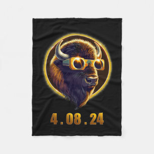 Bison Buffalo Dragen Gles Solar 2024 Eclipse Fleece Deken
