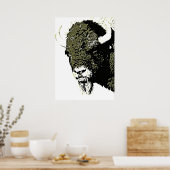 Bison Buffalo Head Artwork Poster (Keuken)