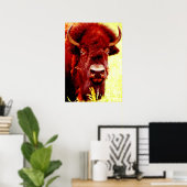Bison Buffalo Hoofd Amerikaans Kunstwerk Poster (Thuiskantoor)