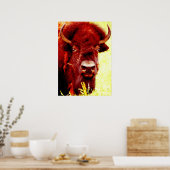 Bison Buffalo Hoofd Amerikaans Kunstwerk Poster (Keuken)
