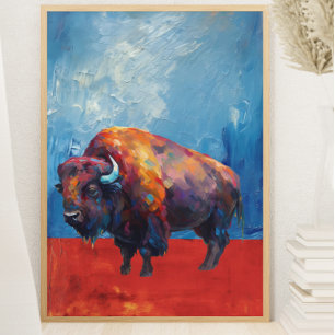 Bison Buffalo Kleurrijke Abstracte Moderne Schilde Poster
