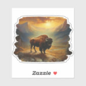 Bison Buffalo Sunset Uitzicht Sticker (Vel)