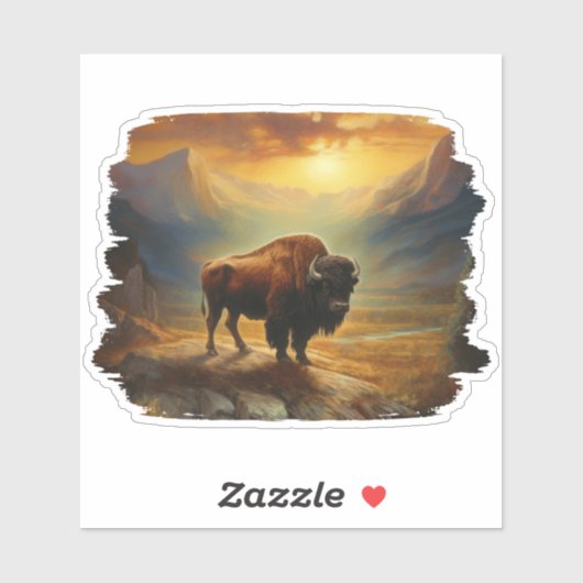 Bison Buffalo Sunset Uitzicht Sticker (Vel)