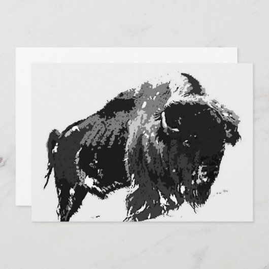 Bison / Buffalo uitnodiging - Buffalo nodigt uit (Voorkant / Achterkant)