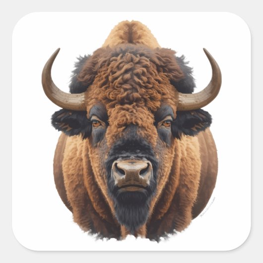 Bison / Buffalo Vierkante Sticker (Voorkant)