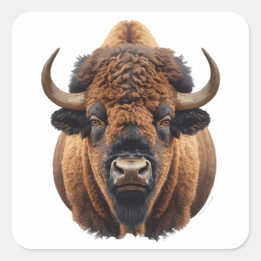 Bison / Buffalo Vierkante Sticker (Voorkant)
