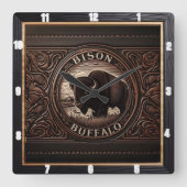 Bison Buffalo voor Buffalo Sunset Vierkante Klok (Voorkant)