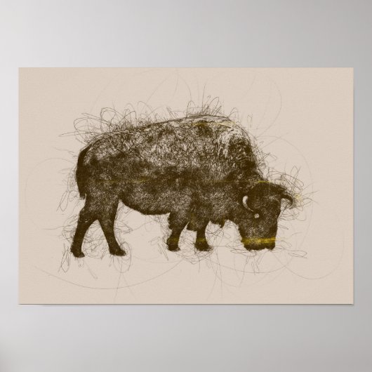 Bison Bull Ballpoint Pen Poster (Voorkant)
