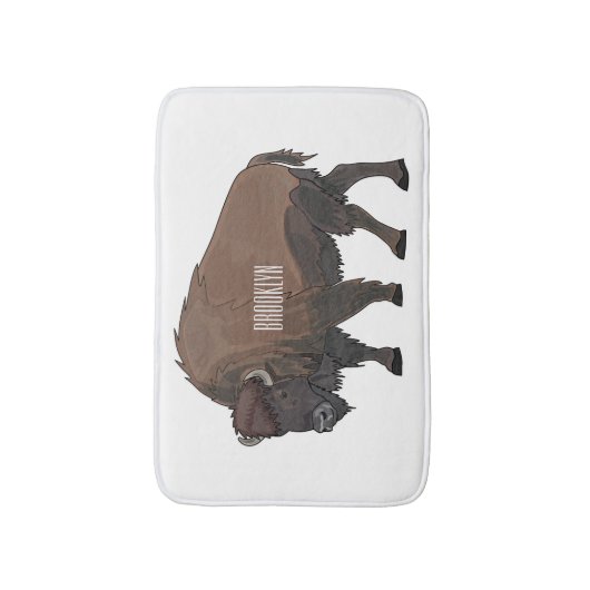 Bison cartoon afbeelding badmat (Voorkant Verticaal)
