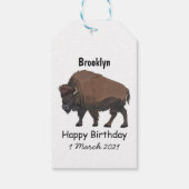 Bison cartoon afbeelding cadeaulabel (Achterkant)