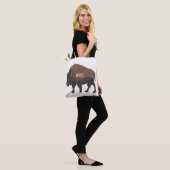 Bison cartoon afbeelding draagtas (Op model)