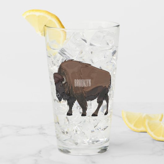 Bison cartoon afbeelding glas (Voorkant ijs)