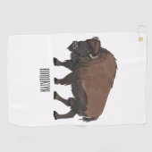 Bison cartoon afbeelding golfhanddoek (Horizontaal)