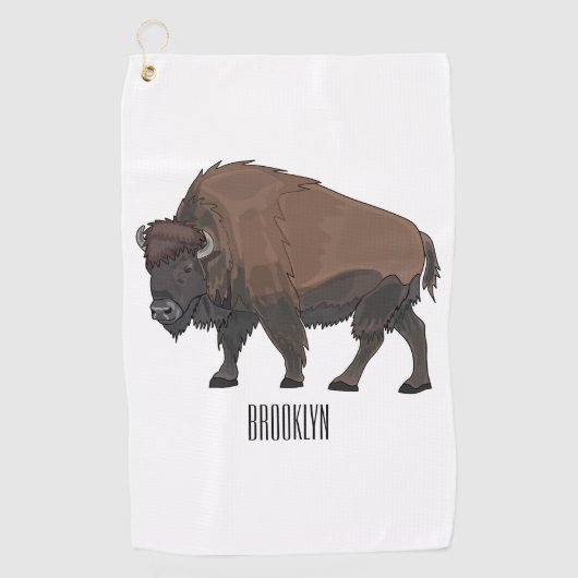 Bison cartoon afbeelding golfhanddoek (Voorkant)