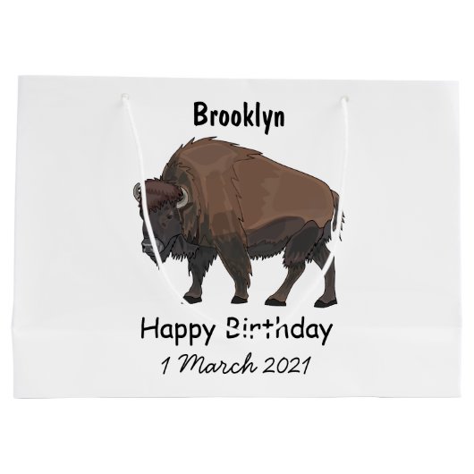 Bison cartoon afbeelding groot cadeauzakje (Achterkant)