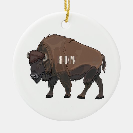Bison cartoon afbeelding keramisch ornament (Voorkant)