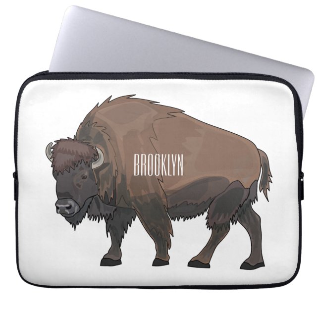 Bison cartoon afbeelding laptop sleeve (Voorkant)