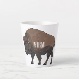 Bison cartoon afbeelding latte mok