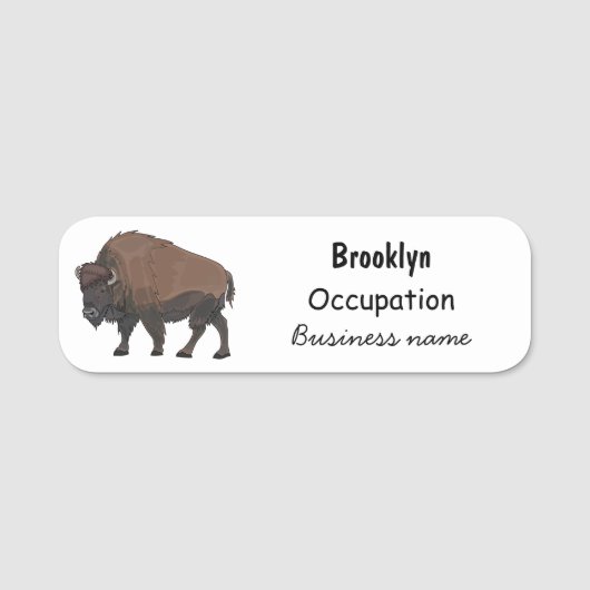 Bison cartoon afbeelding naamplaatje (Voorkant)