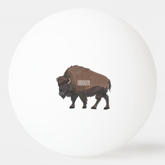Bison cartoon afbeelding pingpongballen (Voorkant)