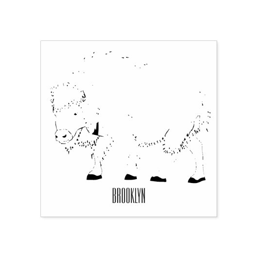 Bison cartoon afbeelding 	rubberstempel (Afrduk)