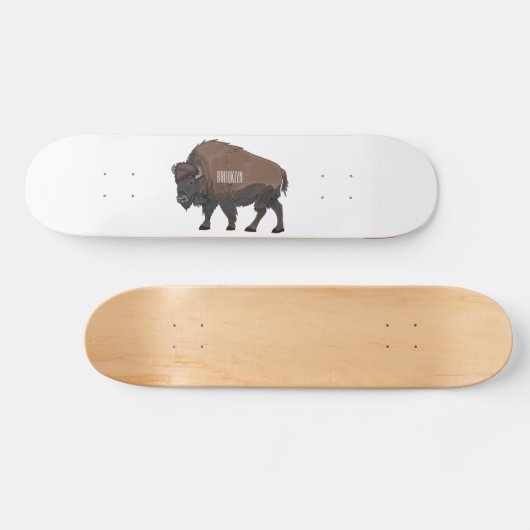 Bison cartoon afbeelding skateboard (Horizontaal)