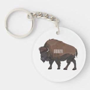 Bison cartoon afbeelding sleutelhanger