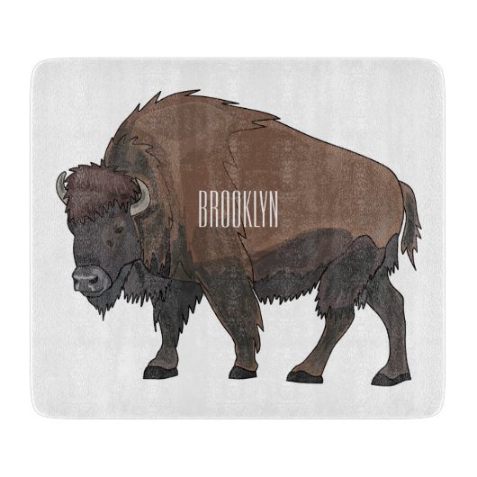 Bison cartoon afbeelding snijplank (Voorkant)