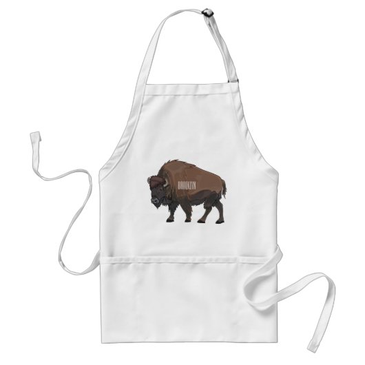 Bison cartoon afbeelding standaard schort (Voorkant)