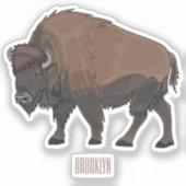 Bison cartoon afbeelding sticker (Voorkant)